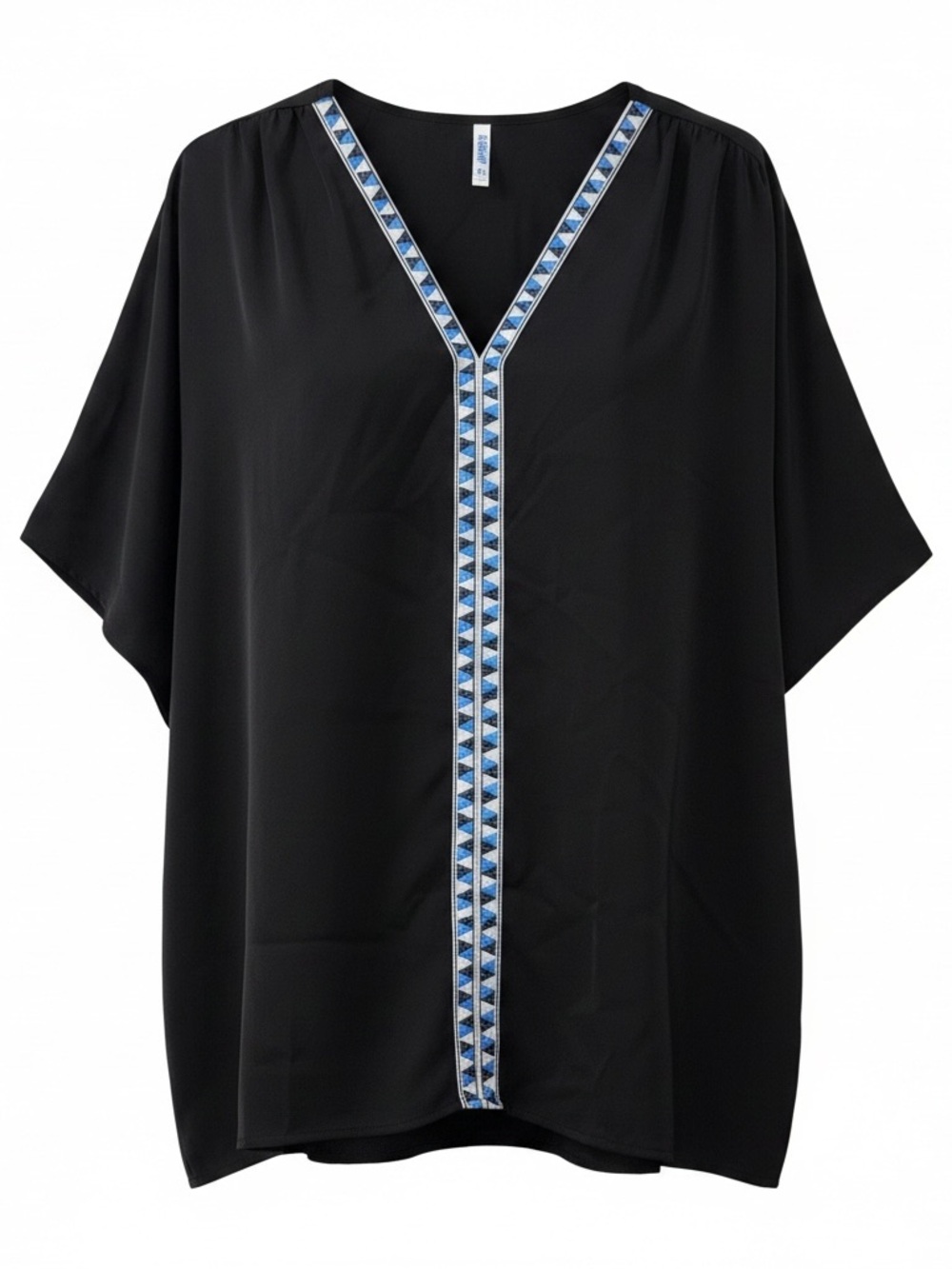 VIISHOW Black Tunic with Blue Geometric Trim NWT Size XL